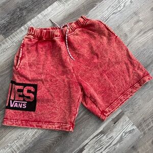 Aries x Vans Vault Red Acid Wash Heavy Cotton Shorts Graphic Streetwear Medium